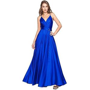 Angelika Józefczyk Dames satijnen lange jurk - Blauw - Maat 44, blauw, 44, Blauw