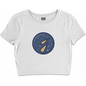 Bona Basics, Basic T-shirt met digitale print voor dames, 100% katoen, wit, casual, maat: S, wit, korte taille, Wit