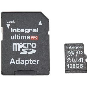 Integral Geheugenkaart 128 GB Micro SDXC Premium High Speed tot 100 MB/s klasse 10 V30 UHS-I U3 + SD-adapter