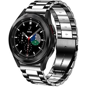 DEALELE Compatibel met Samsung Galaxy Watch 5 / 5 Pro / Galaxy 4 / 4 Classic / Galaxy 3 41mm / Active 2, 20mm Roestvrij Staal Metaal Vervanging Armband voor Huawei GT3 42mm / GT2 42mm, Zwart-zilver