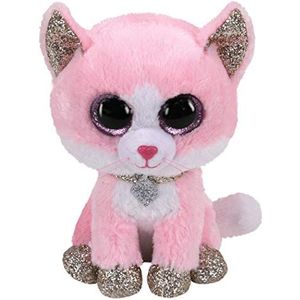 Ty Beanie Boo's Knuffel Fiona de kat, 15 cm, Roze en Wit, TY36366