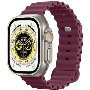Astorgos Ocean armband, compatibel met Apple Watch Ultra 2, 49 mm, 45 mm, 44 mm, 42 mm, sportarmband van siliconen voor iWatch Ultra 2 SE Series 9 8 7 6 5 4 3 2 1 voor mannen en vrouwen, wijnrood