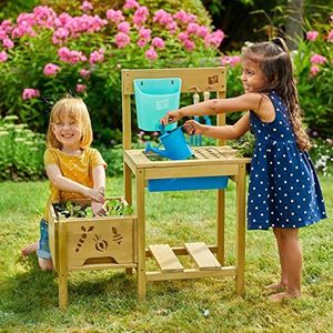 TP Toys Verpotbank - een tuinstation voor het kweken van eigen groenten, planten en bloemen - ideaal voor kinderen vanaf 3 jaar, hout, 93,5 x 37,5 x 12 cm (677)
