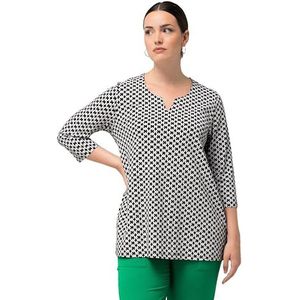 Ulla Popken T-shirts à imprimé minimaliste pour femme, Noir, 44-46