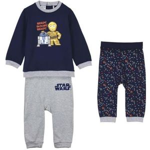 Survêtement complet Star Wars - Taille 18 mois - 100% coton - Bleu et gris - Sweat-shirt et deux pantalons inclus - Produit original conçu en Espagne, multicolore, 18 mois
