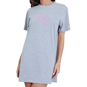 Sleepdown Love Island Neon Lips oversized T-shirt jurk duivelshart maat S, grijs gemêleerd, S, Grijs Chinees
