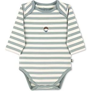 Sterntaler GOTS Emmi Baby jongen body met lange mouwen - Baby Body - Jersey gestreept met ezelborduurwerk - groen, 56, Groen