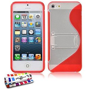 Muzzano Beschermhoesje voor Apple iPhone 5 (""met standvoet"") [rood] + stylus en reinigingsdoek - Ultieme bescherming, elegant en duurzaam voor de Apple iPhone 5