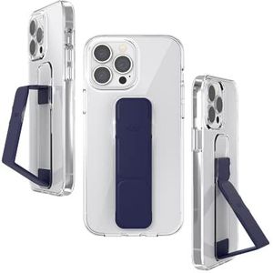 CLCKR Beschermhoes compatibel met iPhone 13 Pro Max, 6,7 inch, handgreep voor telefoon en uittrekbare houder, schokbestendig, met verhoogde randen, lichtblauw