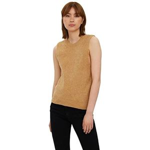 Vero Moda Vmolina SL dames gebreide jas ronde hals lichtbruin / detail: melange, XL, lichtbruin/detail: melange