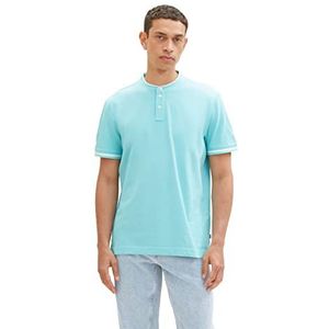 TOM TAILOR 1036369 Poloshirt met opstaande kraag voor heren, 1 stuk, 31046 - Tibetaanse blauwe steen