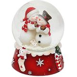 Dekohelden24 - Sneeuwbal - Sneeuwpop - Rood en Wit - Afmetingen bal: ca. 8,5 x 7 cm/6,5 cm (hoogte x breedte/diameter) - 501065-SM