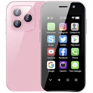 DAM Mini Smartphone 14 Pro 4G, Android 9.0, 3 Go RAM + 32 Go. Écran 3''. Double carte SIM. 4,7 x 1,2 x 9,4 cm. Couleur : rose