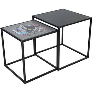 phoenix group AG Minecraft Lot de 2 tables d'appoint en métal Noir