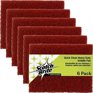 Scotch-Brite Schuurpads, zeer resistent, snelle reiniging, 10,2 x 13,3 cm, voor koken op levensmiddelen en bakoliën, voor gebruik op warme of koude plaat, oranje, 6 stuks