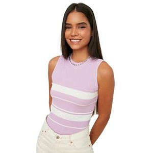 Trendyol Trendyol Basic geweven damesblouse met ronde hals, dameshemd (1 stuk), Lila.