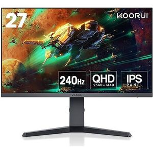 KOORUI Gaming-monitor 27"" WQHD PC 240Hz, 1ms, FreeSync, Gsync compatibiliteit, (2560 x 1440, HDMI, DisplayPort, HDR 400) zwart/rood