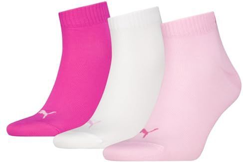 PUMA Quarter Plain uniseks sokken (3 stuks), Pink Lady - Nieuw, 39-42