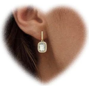 Boheemse oorbellen vierkante smaragd druppel kristal strass oorbellen sprankelende oorbellen sieraden voor vrouwen meisjes geschenken, Gelegeerd staal
