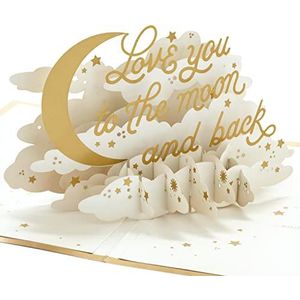 Hallmark Signature Paper Wonder Pop-up kaart voor verjaardag, liefde, romantische verjaardagskaart, grootouders dagkaart (maan en rug), wit