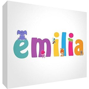 Little Helper LHV-EMILIA-A6BLK-15IT bord pasgeborenen doop cadeau-idee naambordje Emilia kleurrijk 10,5 x 14,8 x 2 cm