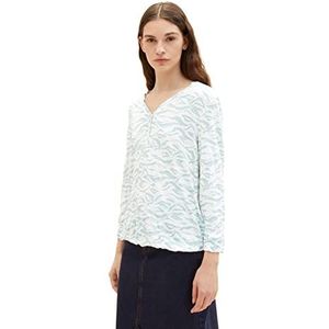 TOM TAILOR Dames T-Shirt 31282 - klein golfpatroon blauw, L, 31282, klein golfpatroon, blauw