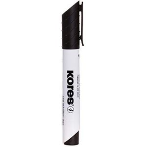 Kores - K-marker XW2: zwarte whiteboard-marker met afgeschuinde punt, droog afwasbaar en vrijwel geurloos, school- en kantoorbenodigdheden