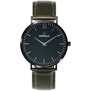 ORPHELIA Herenhorloge, kwarts, analoog, Blackline, leren armband, Groen, riem