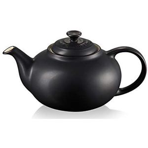 Le Creuset Klassieke ronde keramische theepot, 1,3 liter, voor 3-4 kopjes, mat zwart, 70702130000000