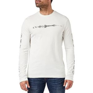 Armani Exchange Soundwave met logo, muziek iconen op de mouwen T-shirt Heren, Wit