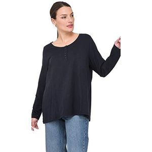 Ulla Popken Damesshirt met knoopsluiting, blouse met lange mouwen, donkerblauw (70)