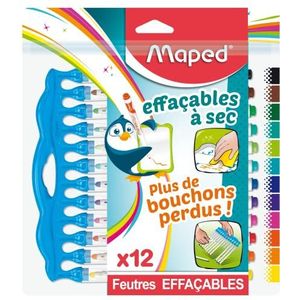 Maped - Marker'Peps Innovation viltstiften, droog uitwisbaar - Voor krijt- en whiteboard - Medium vierkante punt – Een einde aan verloren doppen.