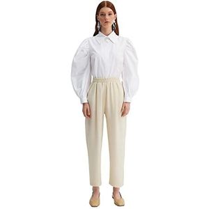 Trendyol Pantalon modeste pour femme, taille normale, jambe droite, beige, taille 38, beige, 38