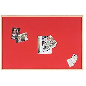 Bi-Office Omkeerbaar prikbord van kurk en vilt, houten frame, rood, 90 x 60 cm
