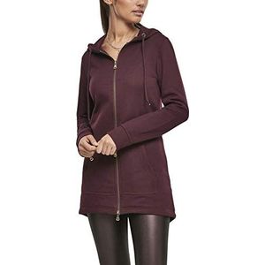 Urban classics: hoodie met rits, lang, parkastijl, voor vrouwen, lange hoodie met rits, meerdere kleuren verkrijgbaar, maten: XS - 5XL, Redwijn