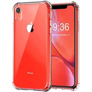 Versterkte beschermhoes, transparant, compatibel met iPhone XR, beschermhoes van siliconen, schokbestendig, transparant, zacht, TPU, bumper-beschermhoes, smartphone