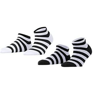 ESPRIT Mesh Stripe 2 sokken, dames, katoen, wit, zwart, meer kleuren, lage sokken, dun, zomer, modesieraden, 2 paar, meerkleurig (assortiment 10)
