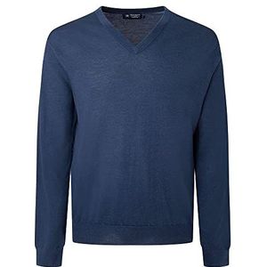 Hackett London GMD Herentrui Merino Silk V NCK, Navy Blauw