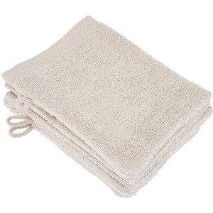 De Witte Lietaer Contessa Luxe Washandschoenen, katoen, 16 x 22 cm, zandbeige, 6 stuks