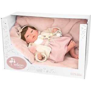 Reborn ARIAS pop 40 cm Chloe roze met haar en deken