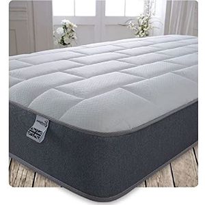 Starlight Beds Kingsize matras, 19,1 cm diep, met schuimrubberen veerkern, met zacht oppervlak, grijze rand, 1,5 x 1,8 m