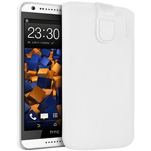 mumbi Beschermhoes voor HTC Desire 620 Case Wallet van echt leer, wit