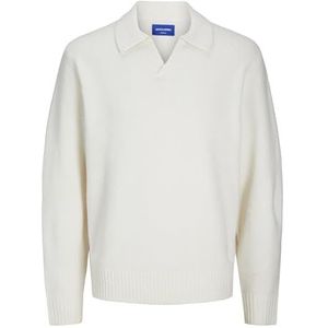 JACK & JONES Jorollie Knit Ls Polo gebreide herentrui, Crème