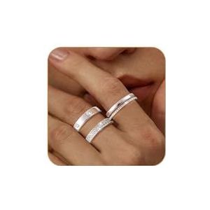 ZHESHY Set van 3 ringen van nikkel 18 karaat goud zilver diamant zirkonia Veretta verloving schattige dunne stapelbare ring inch Mignolo ring sieraden van Domma meisje
