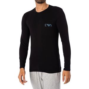 Emporio Armani Bold Monogram Crew Neck Lange Mouwen Heren T-Shirt, Zwart, L, zwart.