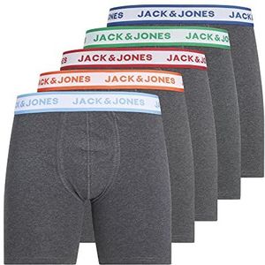 Jack & Jones Set van 5 boxershorts Jacmilo boxershorts voor heren, Grijs - Blauw - Oranje - Rood - Groen