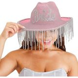 Ginger Ray Roze cowboyhoed met glitter versierd met strass en kwastjes rand voor vrijgezellenfeest