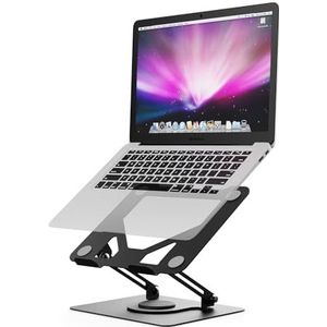 GRIFEMA GB1050 Geventileerde opvouwbare draagbare tafelstandaard met draaibare basis, in hoogte verstelbaar, compatibel met de meeste laptops van 11 tot 17 inch, zwart