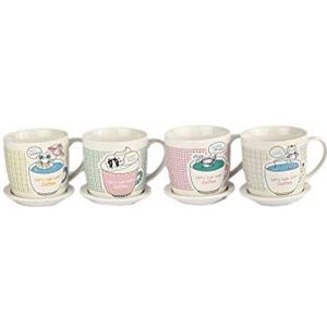 lachineuse Set van 4 kopjes collectie 'Let's Talk Over koffie'