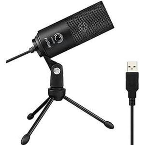 FIFINE USB-microfoon, pc-condensatormicrofoon met standaard, microfoon in studiokwaliteit, USB voor podcast, studio, streaming, YouTube, video, games, K669B (zwart)